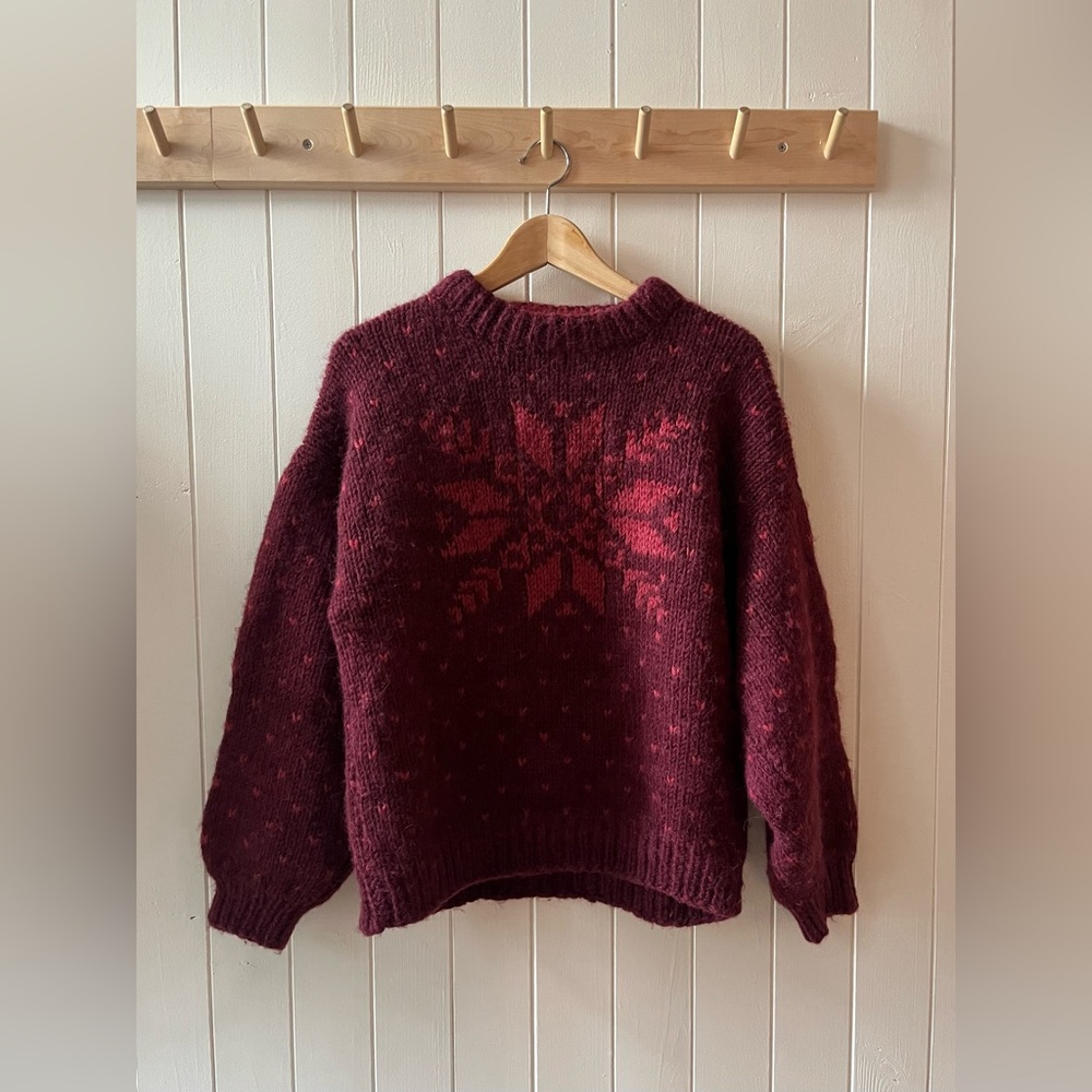 Burgundy Wool Wintery Sweater